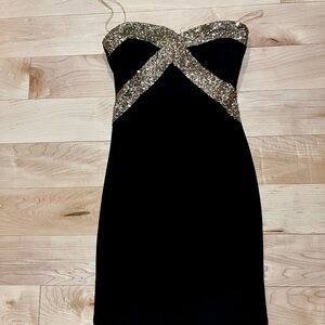 Strapless Black and Gold Women's Dress